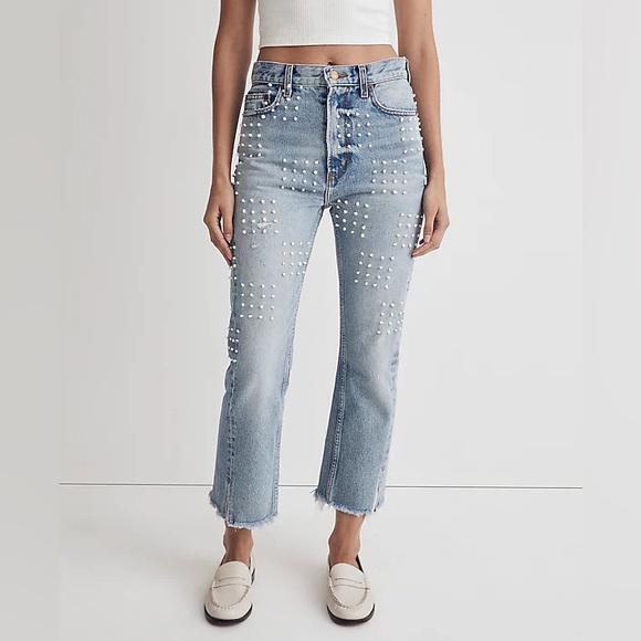 B SIDES Denim - NWT. B sides Stowe Jean Allen Lt. Vintage French Knot Hand Embroider